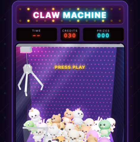 The Claw Machine, full of cute plush animals